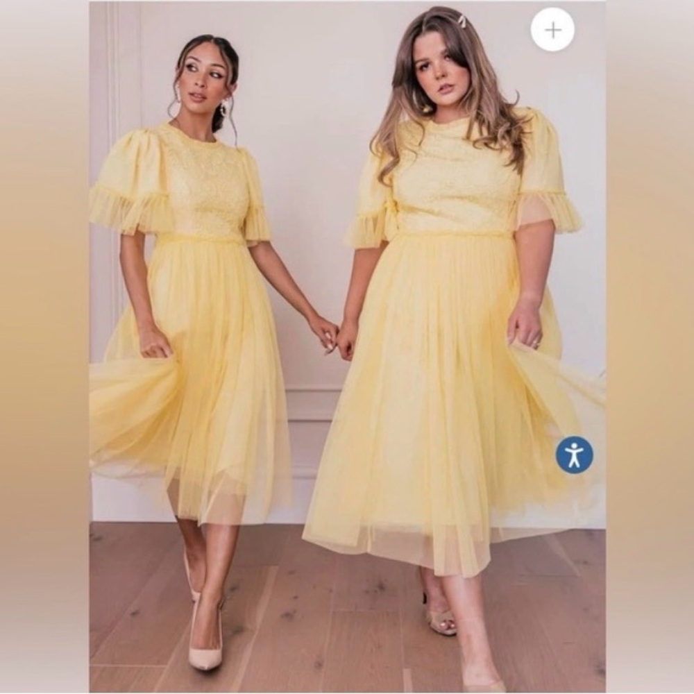 Yellow Tulle Midi Dress - JessaKae